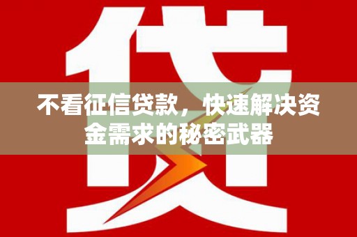 内门不看征信贷款，快速解决资金需求的秘密武器