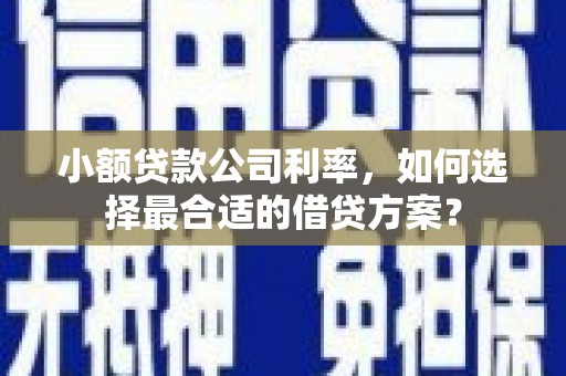 内门小额贷款公司利率，如何选择最合适的借贷方案？